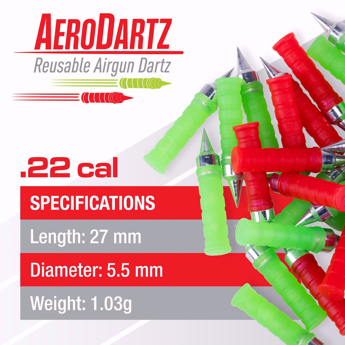 UX AERODARTZ .22 (62 CT) - RED/GREEN