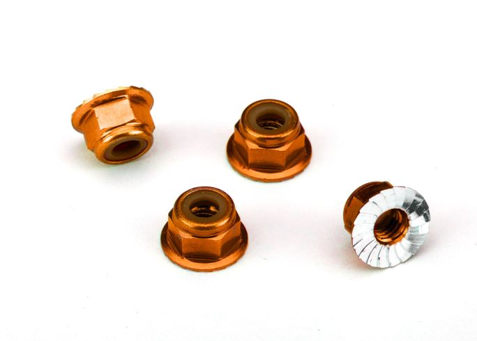 NUTS 4MM FLANGED LOCK ORANGE