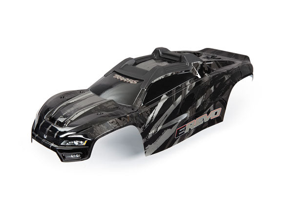 Body, E-Revo®, black (painted, decals applied) (assembled with front & rear body mounts and rear body support for clipless mounting)
