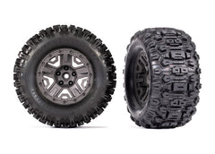 Tires & wheels, assembled, glued (charcoal gray 2.8" wheels, Sledgehammer® tires, foam inserts) (2) (TSM® rated)