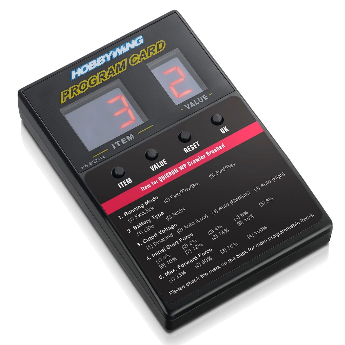 Hobbywing Program Card