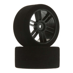 1/10 30mm Nitro Touring Foam Tires, Mounted, 40 Rear, Black Wheels (2)