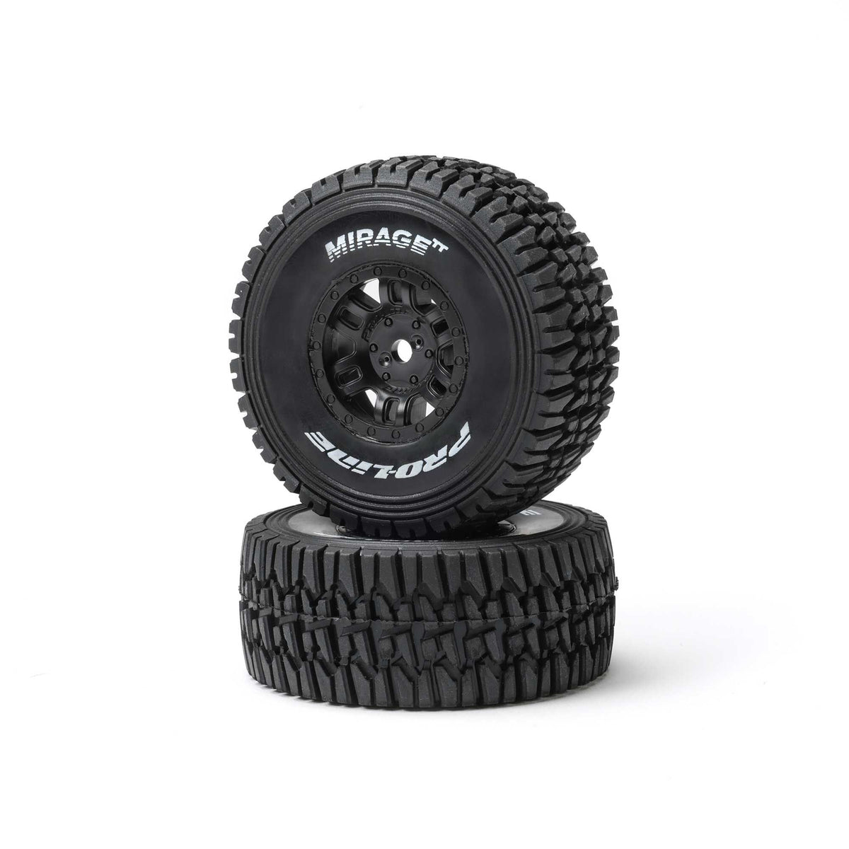 1/16 Mirage TT Front/Rear Tires Mounted Black Split Six Wheels, 12mm Hex, Black (4): ARRMA MOJAVE GROM