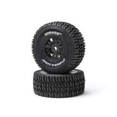 1/16 Mirage TT Front/Rear Tires Mounted Black Split Six Wheels, 12mm Hex, Black (4): ARRMA MOJAVE GROM