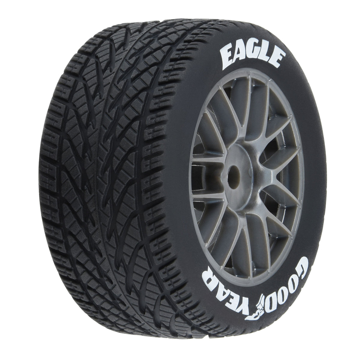 1/12 Goodyear Eagle Wet Tire F/R MTD Gray Wheels (4): Losi NASCAR