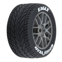 1/12 Goodyear Eagle Wet Tire F/R MTD Gray Wheels (4): Losi NASCAR