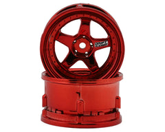 DS Racing Drift Element 5 Spoke Drift Wheels (Red Chrome) (2) (Adjustable Offset) w/12mm Hex