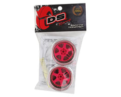 DS Racing Drift Element 6 Spoke Drift Wheels (Pink Face/Chrome Lip/Black Rivets) (Adjustable Offset) w/12mm Hex