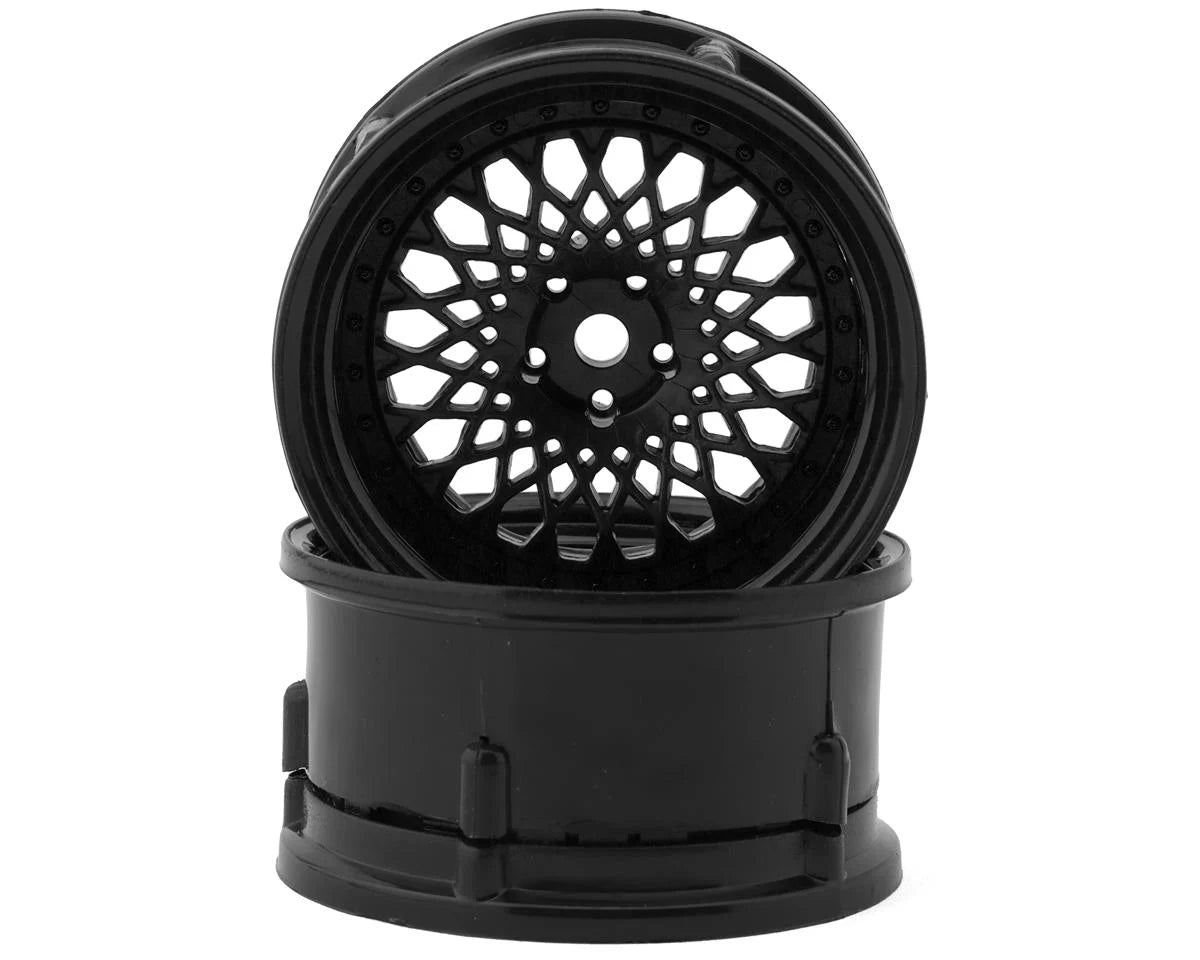DS Racing Drift Element Mesh Drift Wheels (Triple Black) (2) (Adjustable Offset) w/12mm Hex