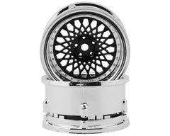 DS Racing Element Mesh 1/10 Drift Wheels (Black w/Chrome Lip) (2) (Adjustable Offset) w/12mm Hex