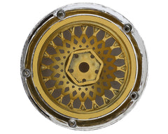 DS Racing Element Mesh 1/10 Drift Wheels (Gold w/Chrome Lip & Gold Rivets) (2) (Adjustable Offset) w/12mm Hex