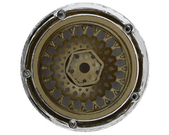 DS Racing Element Mesh 1/10 Drift Wheels (Bronze w/Chrome Lip & Gold Rivets) (2) (Adjustable Offset) w/12mm Hex