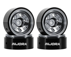 Injora Axial SCX30 0.7" 6-Spoke Aluminum Micro Rock Crawler Beadlock Wheels (Titanium) (4) (4g ea)