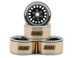 Injora 1.0" ModuWheel Brass & Aluminum Micro Crawler Beadlock Wheels (Black) (4) (21g ea) (-4.4mm Offset)