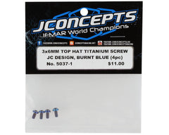 JConcepts 3x6mm "Top Hat" Titanium Screws (Blue) (4)