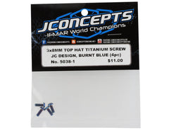 JConcepts 3x8mm "Top Hat" Titanium Screws (Blue) (4)