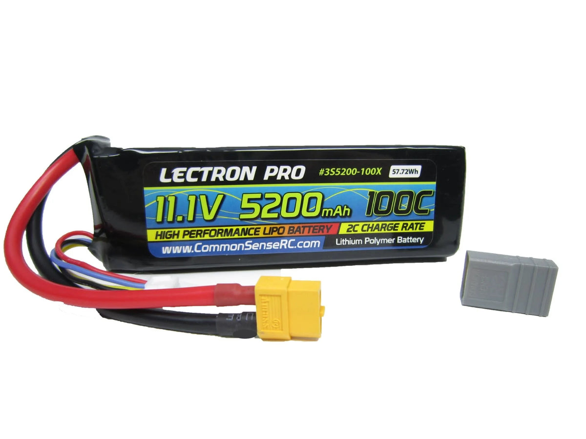 Lectron Pro 3S 11.1v 5200mAh 100C LiPo w/ XT60 Plug & Adaptor