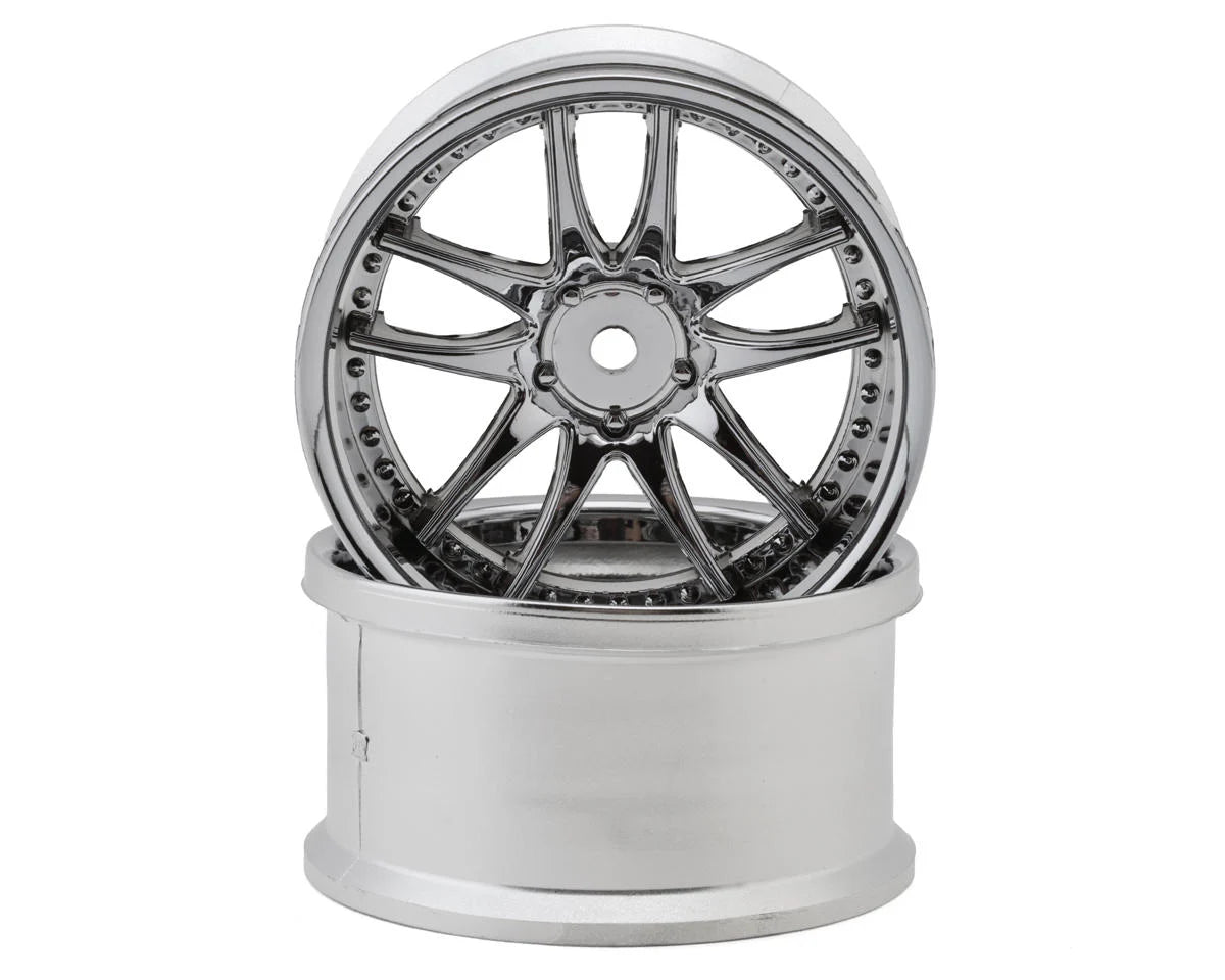 LAB Work Emotion CR3P 1/10 Super High Traction Drift Wheels (8mm Offset) (Chrome) (2) w/12mm Hex