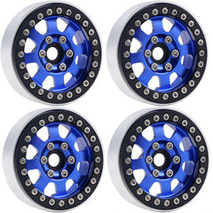B1 Aluminum 1.9 Beadlock Wheels 9mm Hubs, Blue, for 1/10 Rock Crawler, 4pcs
