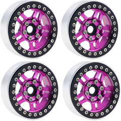 B4 aluminum 1.9 Beadlock Wheels 9mm Hubs, Pink, for 1/10 Rock Crawler, 4pcs