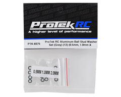 ProTek RC Aluminum Ball Stud Washer Set (Grey) (12) (0.5mm, 1.0mm & 2.0mm)