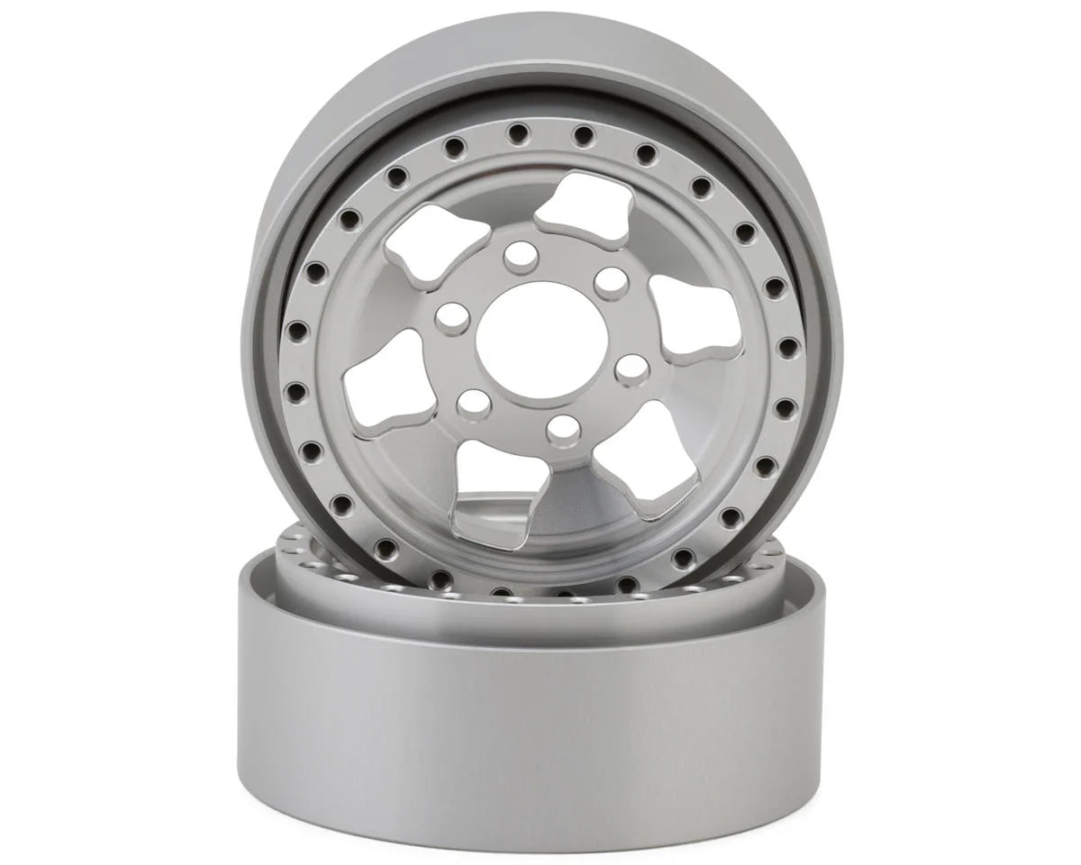 Reefs RC 1/10 Granite 1.9" Rock Crawler Beadlock Wheels w/Hubs & Rings (Silver) (2)