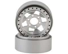 Reefs RC 1/10 Granite 1.9" Rock Crawler Beadlock Wheels w/Hubs & Rings (Silver) (2)