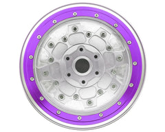 Treal Hobby Losi LMT Aluminum Monster Truck Bead-Lock Wheels (Silver/Purple) (2)