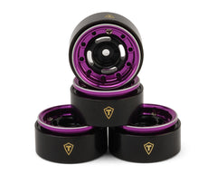 Treal Hobby Type-F 0.7" Aluminum Micro Crawler Beadlock Wheels (Purple) (4) (9.5g ea) w/Brass Rings
