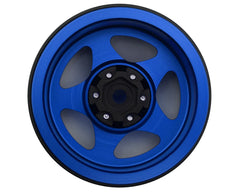 Treal Hobby Type C 2.2" 5-Spoke Aluminum 1/10 Rock Crawler Beadlock Wheels (Blue) (2) (137g ea)