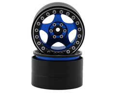 Treal Hobby Type C 2.2" 5-Spoke Aluminum 1/10 Rock Crawler Beadlock Wheels (Blue) (2) (137g ea)