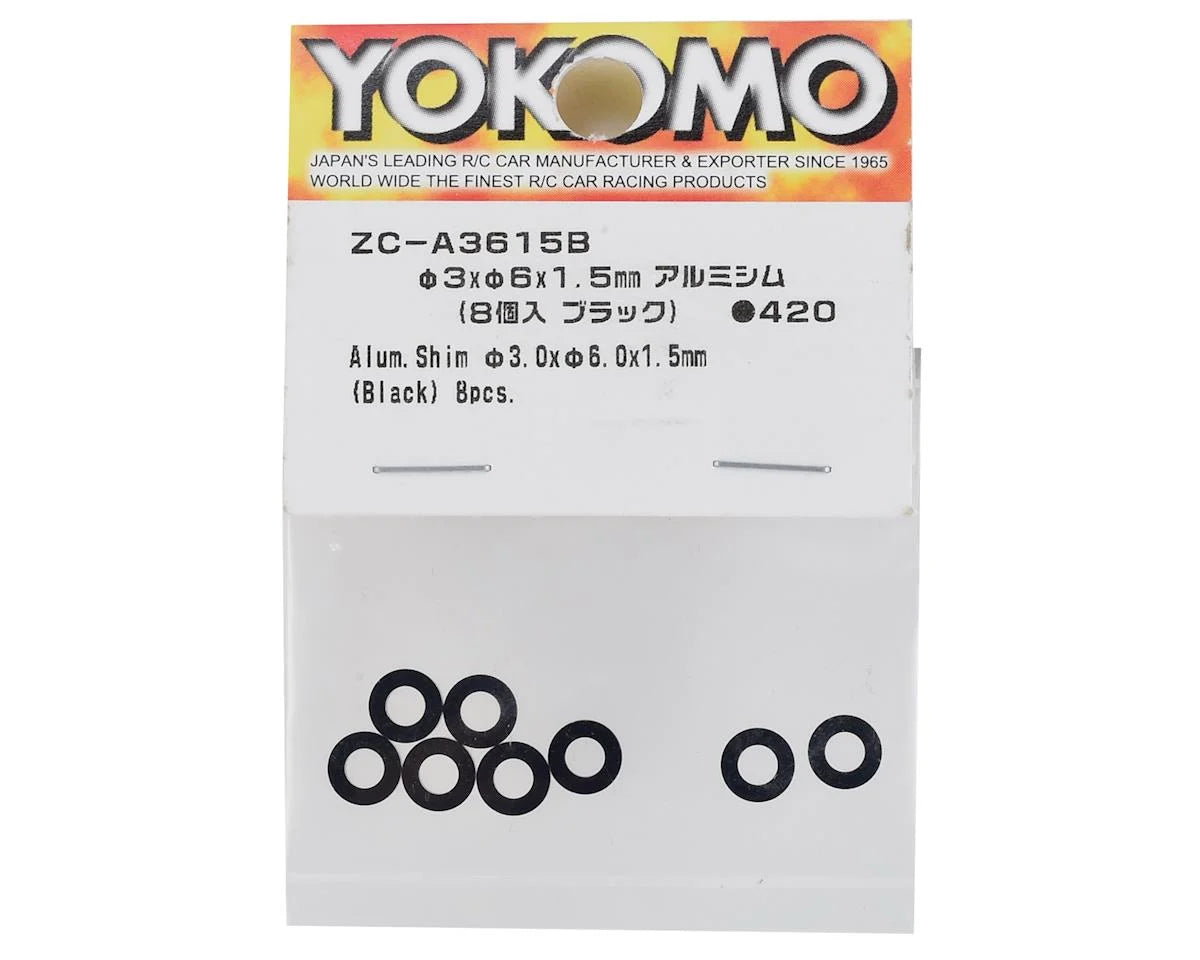 Yokomo 3x6x1.5mm Aluminum Shim (Black) (8)
