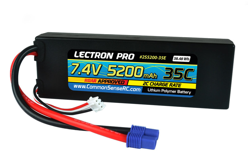 Lectron Pro 7.4V 5200mAh 35C Lipo Battery with EC3 Connector