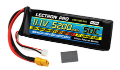 Lectron Pro 11.1V 5200mAh 50C Lipo Battery with XT60 Connector + Adapter