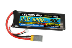 Lectron Pro 11.1V 5200mAh 50C Lipo Battery with XT60 Connector + Adapter