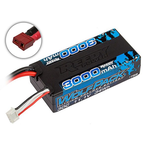 11.1V 3000mAh 3S 30C Reedy Wolfpack Shorty LiPo Battery: T-plug