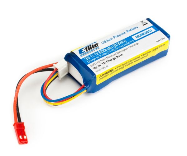 11.1V 800mAh 3S 20C LiPo Battery: JST