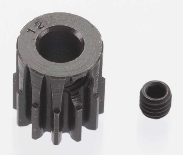 Extra Hard 12 Tooth Blackened Steel 32p Pinion, 5mm