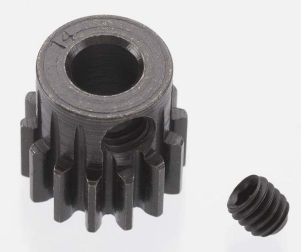 Extra Hard 14 Tooth Blackened Steel 32p Pinion, 5mm