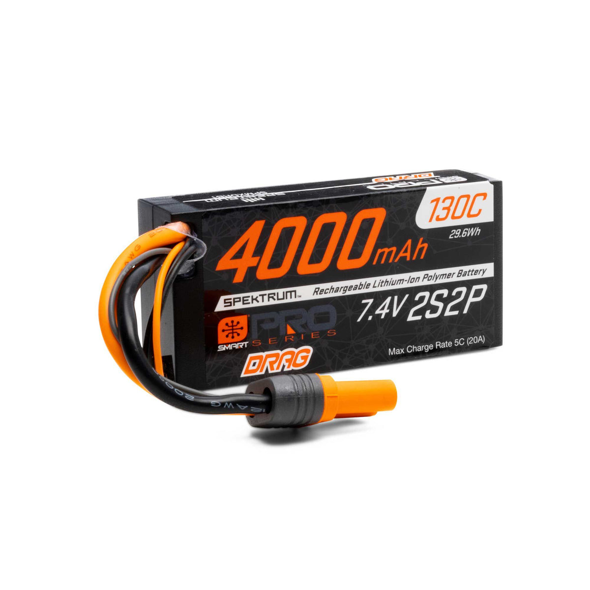 7.4V 4000mAh 2S 130C Smart No Prep Drag LiPo Battery: IC5