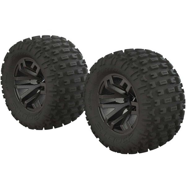 1/10 dBoots Fortress MT 2.2/3.0 Pre-Mounted Tires, 14mm Hex, Black Chrome (2)